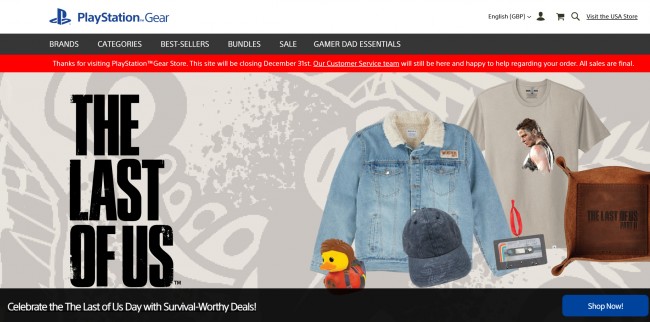 Den offisielle PlayStation Gear-butikken stenges i desember