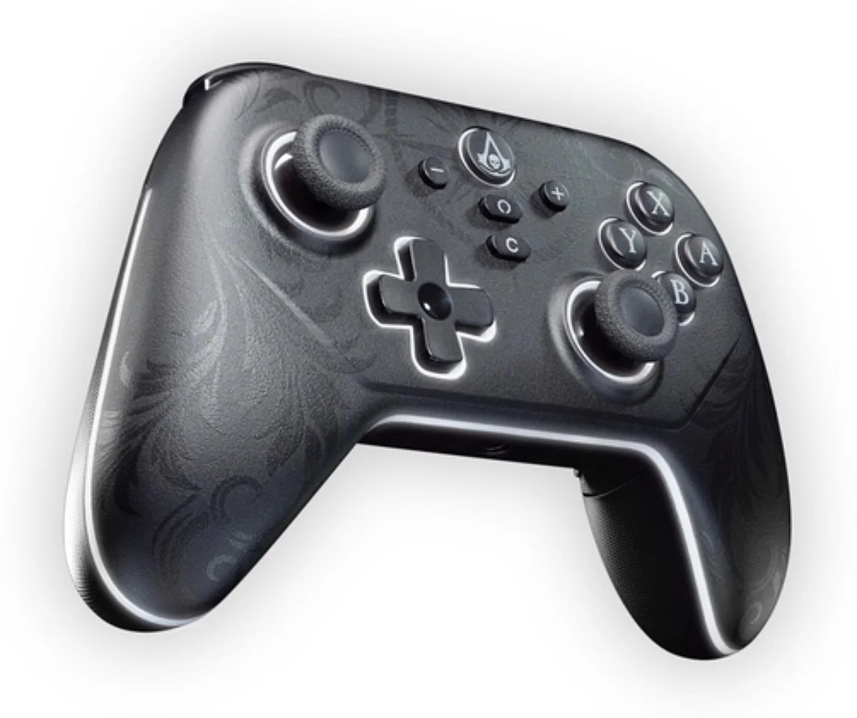 Fransk butikk avslører en Switch 2-kontroller med «Assassin’s Creed: Black Flag Resynced»-tema