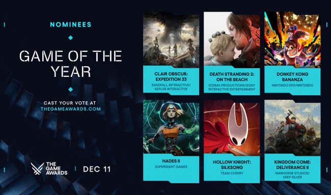 Her er alle de nominerte til The Game Awards 2025