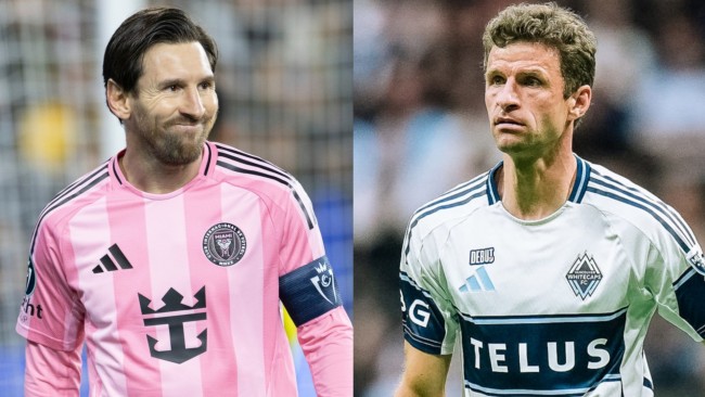 Leo Messi og Thomas Müller tørner sammen i MLS-cupen mellom Inter Miami og Vancouver Whitecaps