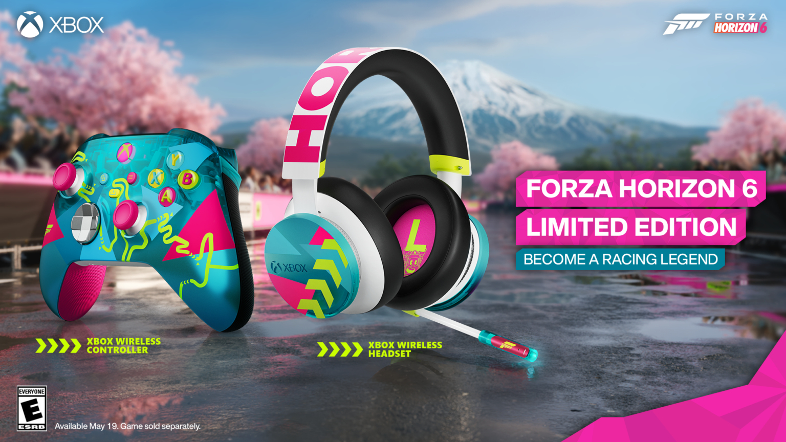 Xbox viser frem fargeglad kontroller og headset for Forza Horizon 6