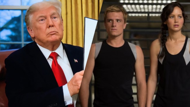 Donald Trump annonserer "Patriot Games" med én mann og én kvinne, og folk sammenligner det med Hunger Games