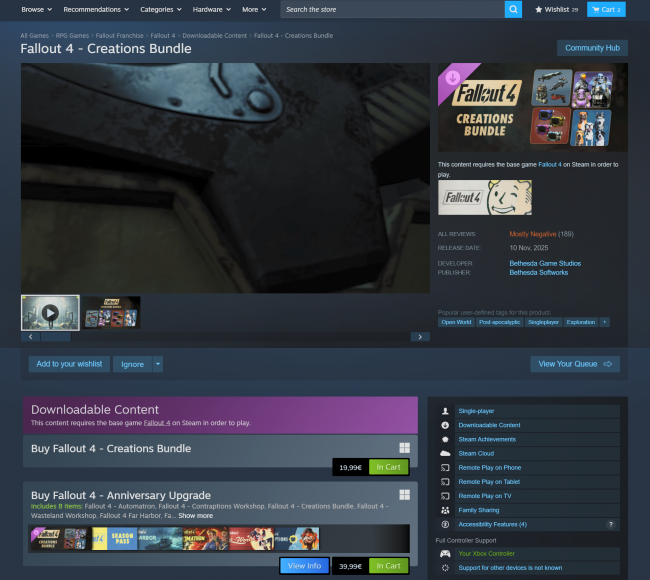 Fallout 4-oppdatering bryter både mods og spill