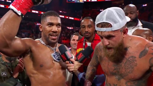 Øyeblikket Jake Paul blir slått ned for første gang i karrieren av Anthony Joshua