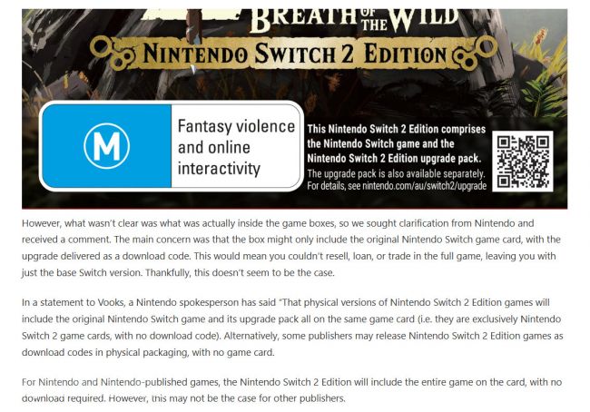 Switch 2 Edition-spillkassetter har alt innhold inkludert, ingen nedlasting nødvendig