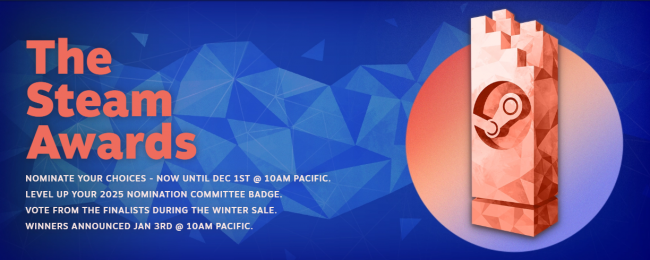 Nominasjonene er nå åpne for 2025 Steam Awards