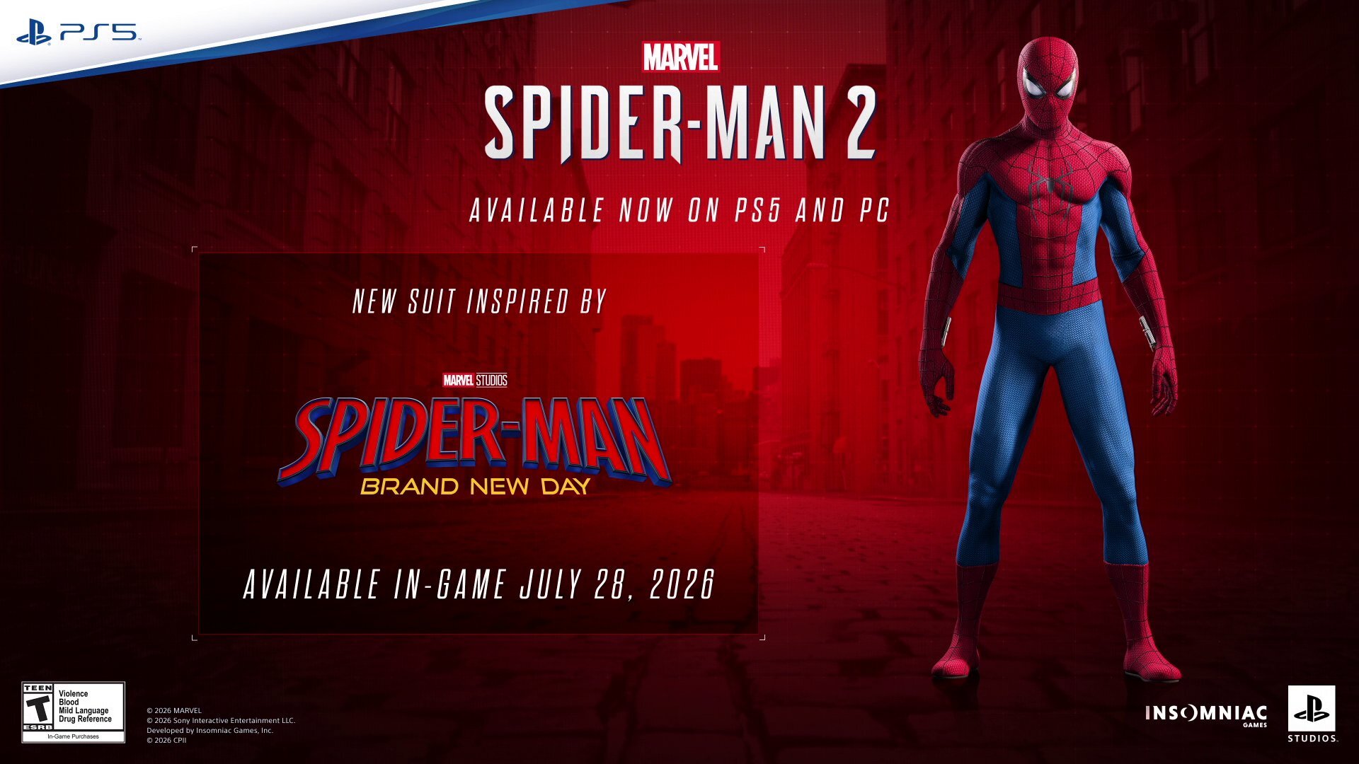 Den nye drakten fra «Spider-Man: Brand New Day» kommer til Marvels « Spider-Man 2 » i juli