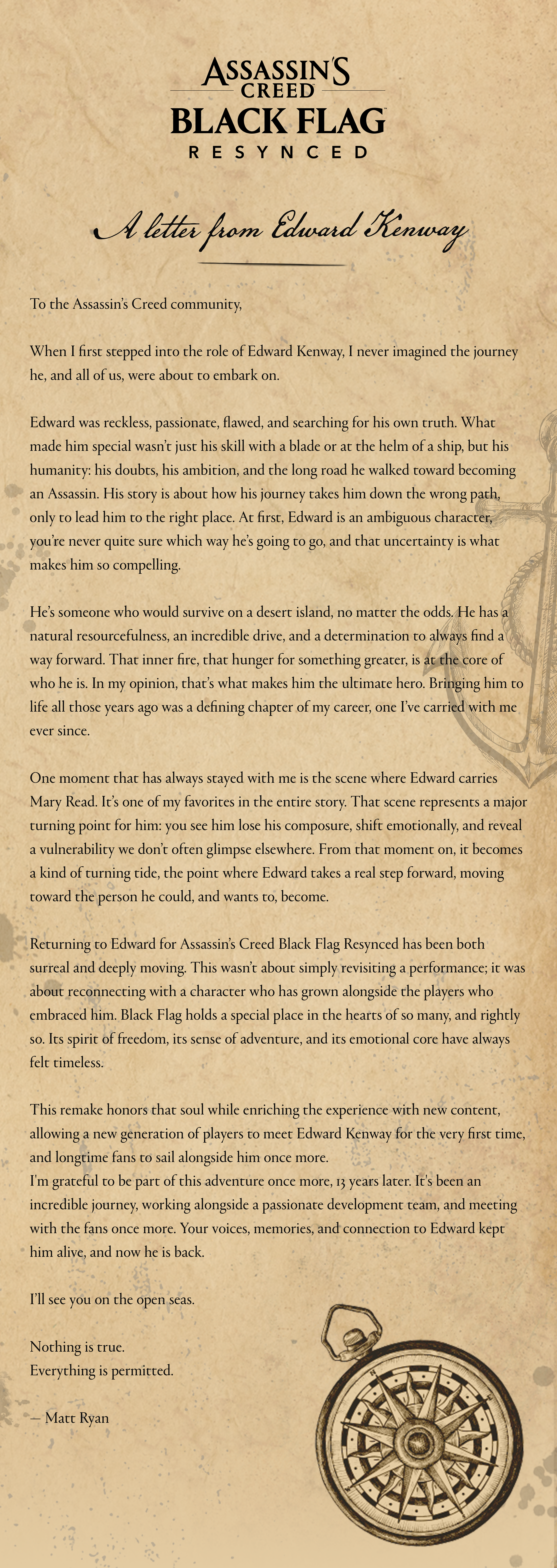 Edward Kenway-skuespilleren diskuterer "surrealistisk og dypt rørende" retur for Assassin's Creed: Black Flag Resynced