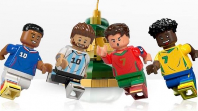 Flere LEGO World Cup-sett lekker med Messi, Ronaldo, Mbappé og Vini Jr. minifigurer og statuer