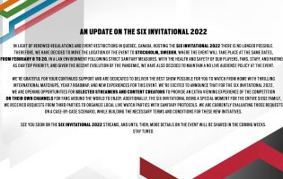 Six Invitational 2022 kommer ikke til å avholdes i Canada